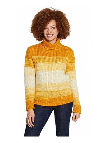 Pull col roulé effet rayures en camaïeu
