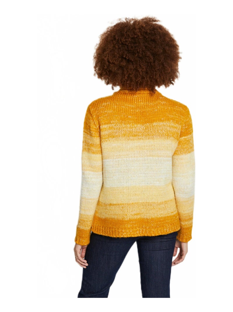 Pull col roulé effet rayures en camaïeu Jaune foncé - Kiabi