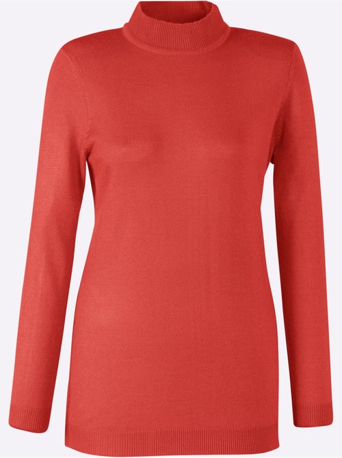 Pull col roulé en douceur avec manches longues et bords-côtes - Taille standard - Moda Vilona - Kiabi