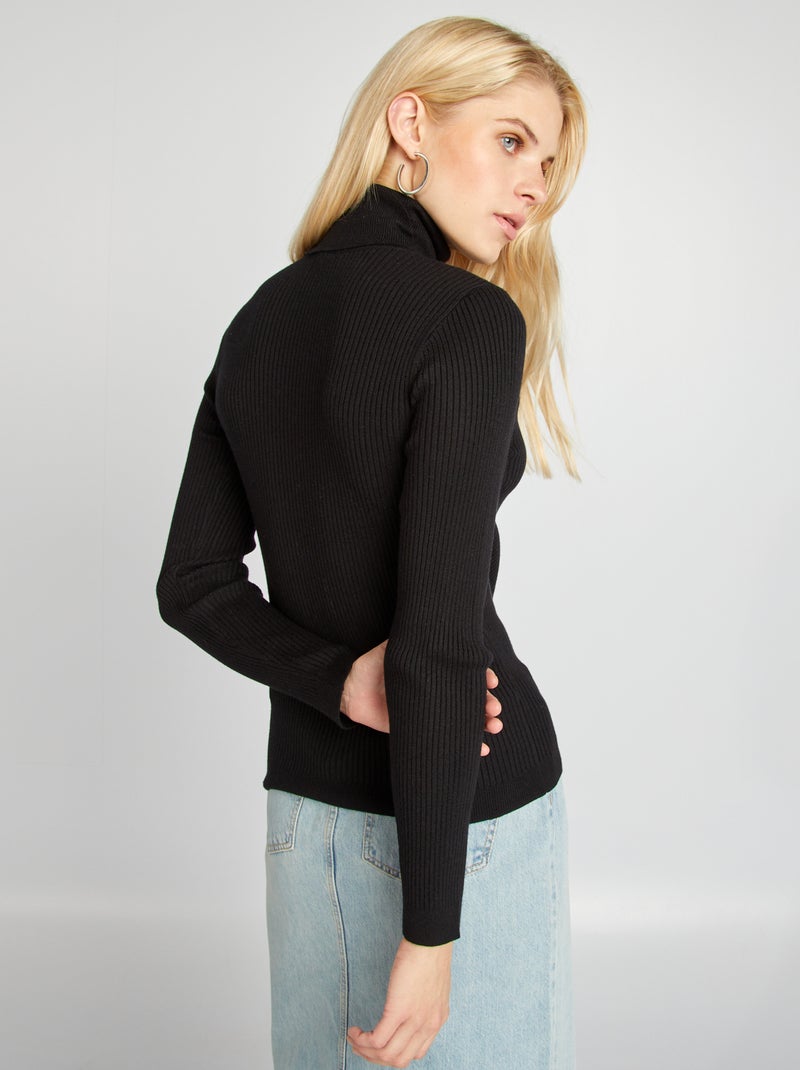 Pull Col Roulé En Laine Noire CMMode - Taille S/M/L, Occasion En Très Bon état, Pour Femme