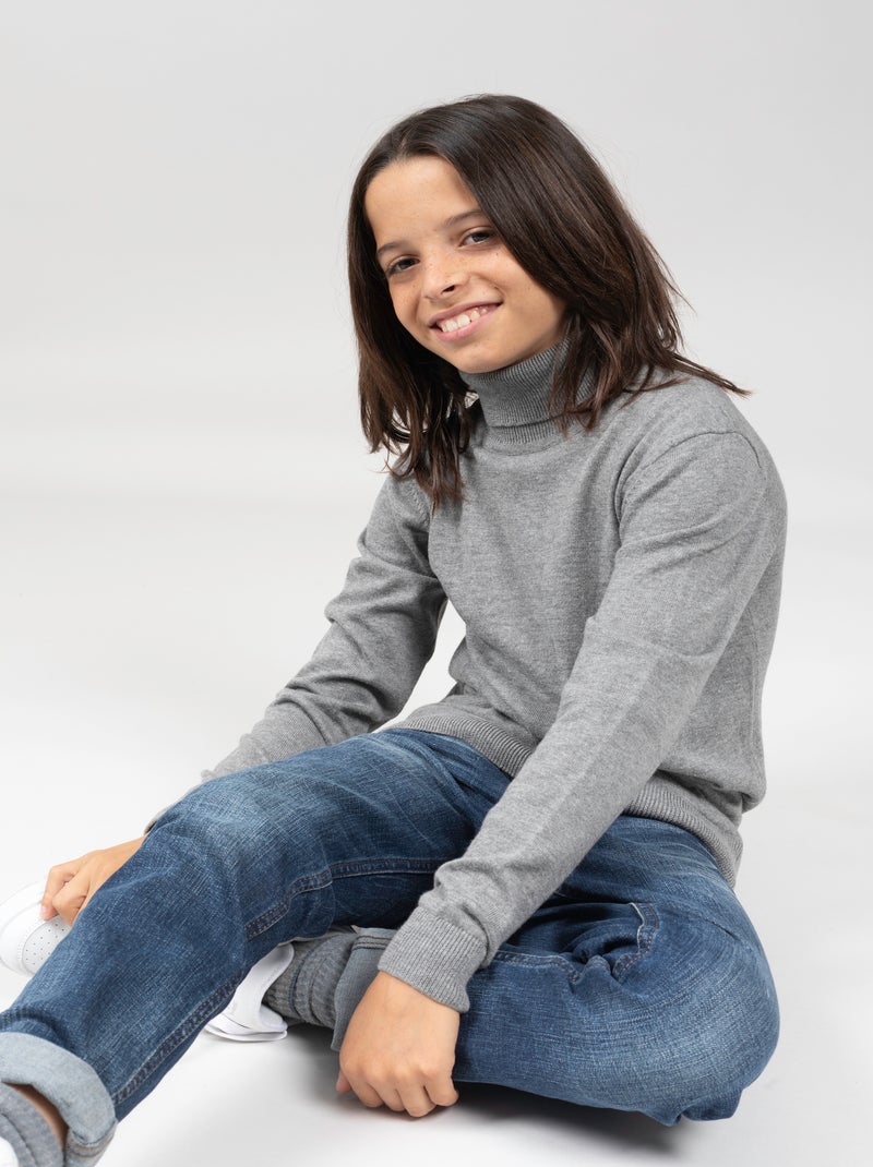 Pull col roulé en maille 'Deeluxe' Beige grès - Kiabi