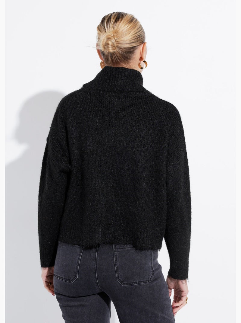 Pull col roulé en maille épaisse - AFIBEL Noir - Kiabi