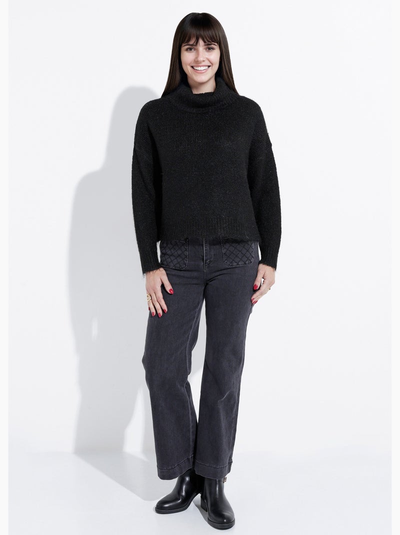 Pull col roulé en maille épaisse - AFIBEL Noir - Kiabi