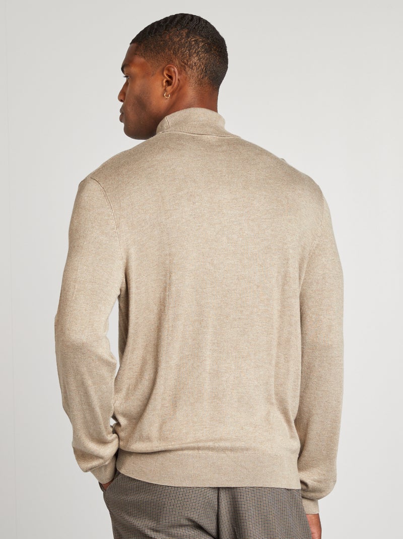 Pull col roulé en maille fine - Beige - Homme - 4.50€ - Kiabi