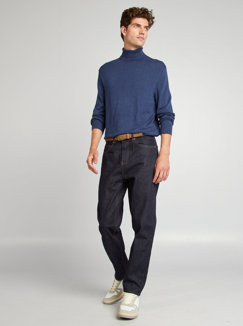 Pull col roulé en maille fine Bleu - Kiabi