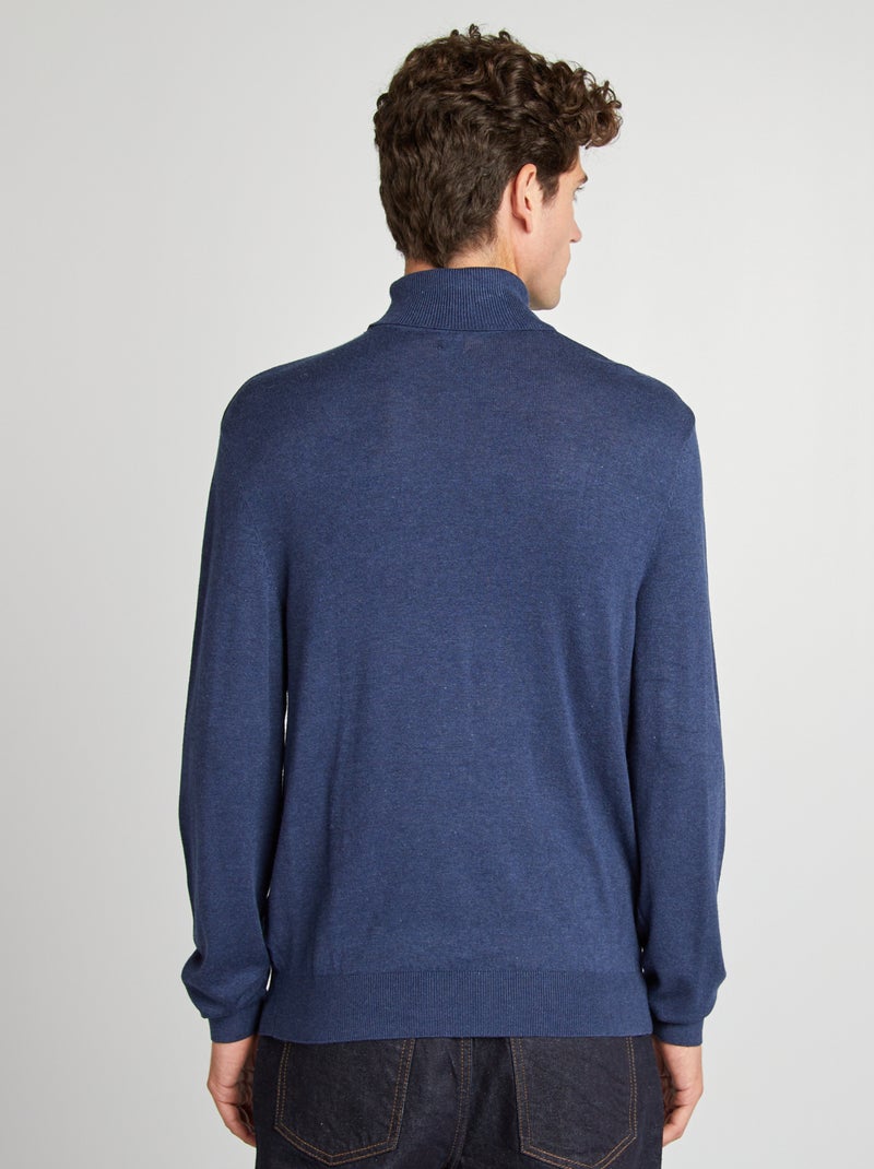 Pull col roulé en maille fine Bleu - Kiabi