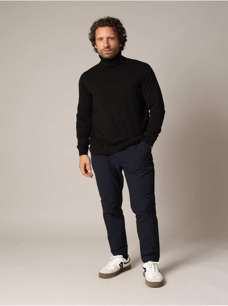 Pull col roulé en maille fine, coupe ajustée 'Deeluxe' Noir - Kiabi