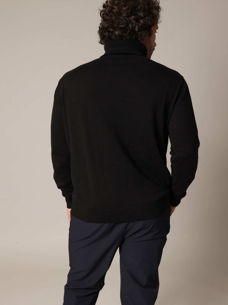 Pull col roulé en maille fine, coupe ajustée 'Deeluxe' Noir - Kiabi