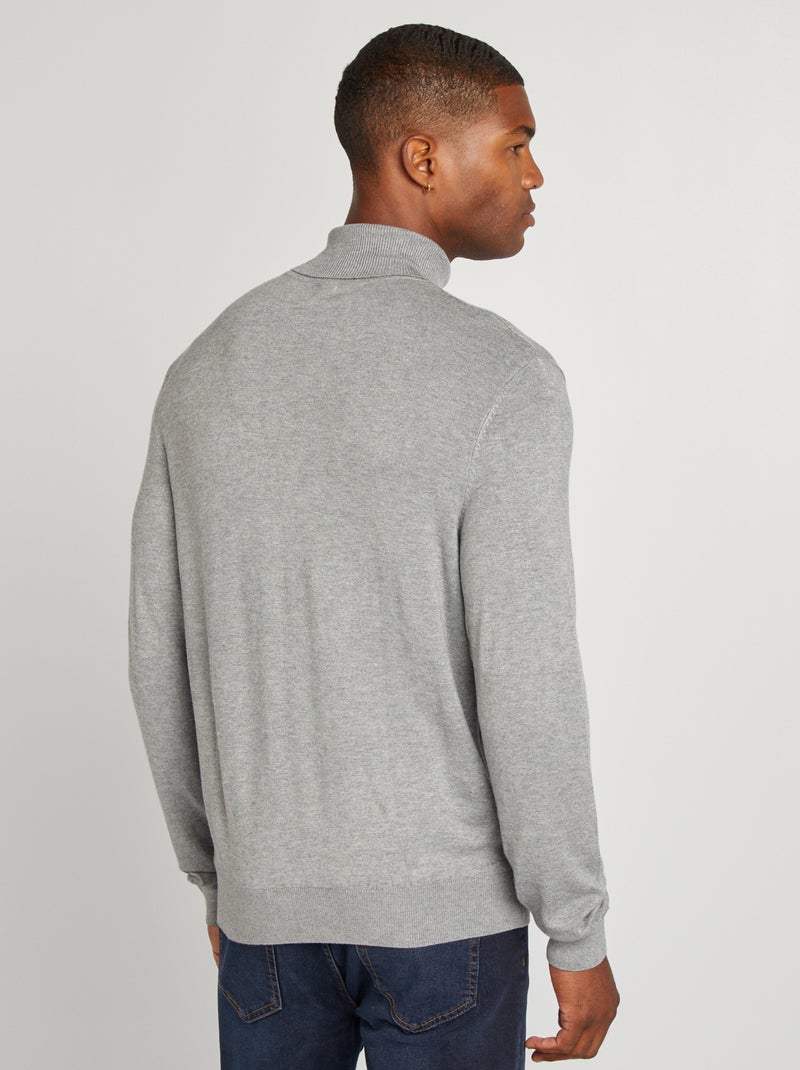 Pull col roulé en maille fine Gris - Kiabi