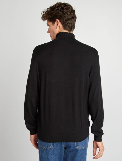 Pull col roule homme noir Kiabi