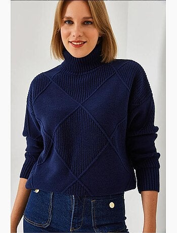 Pull col roulé en maille lucci