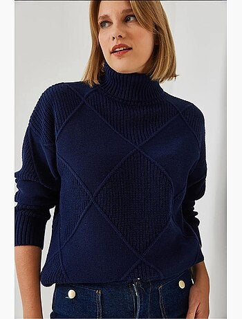 Pull col roulé en maille lucci