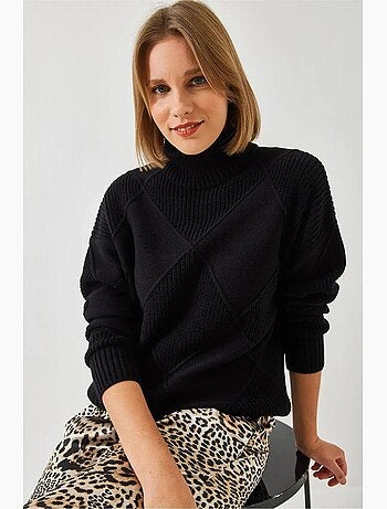 Pull col roulé en maille lucci