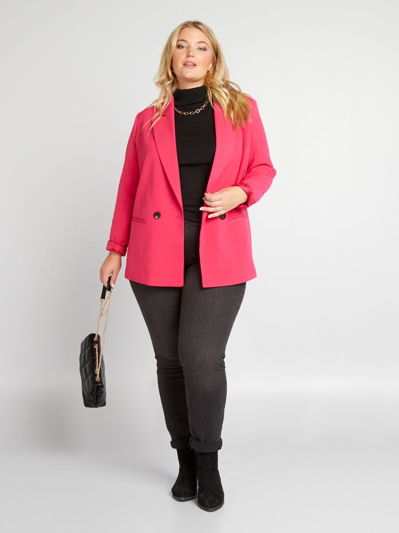 Pull col roulé en maille noir - Kiabi