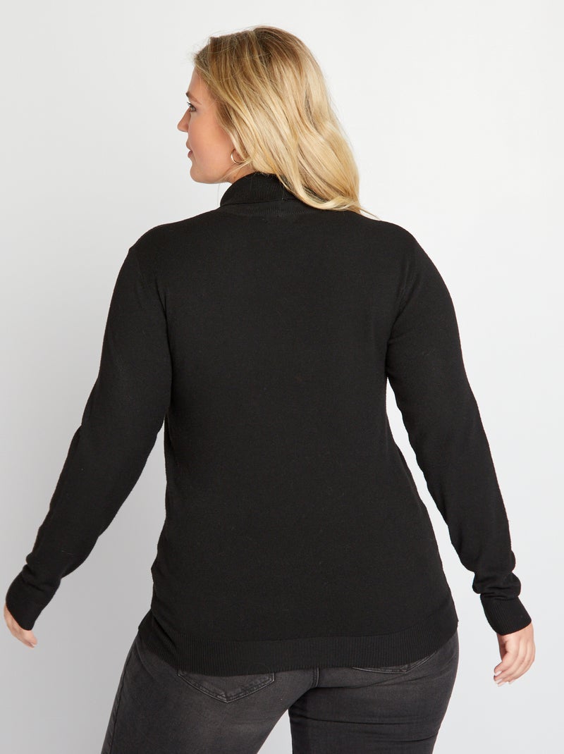 Pull col roulé en maille noir - Kiabi