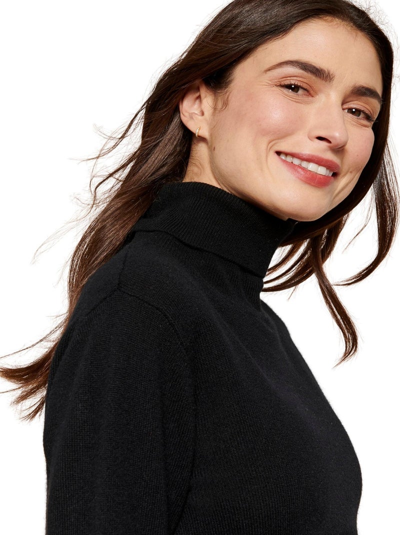 Pull col roulé en pur cachemire - Damart Noir - Kiabi