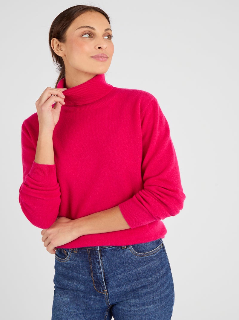 Pull col roulé en pur cachemire - Damart Rose - Kiabi