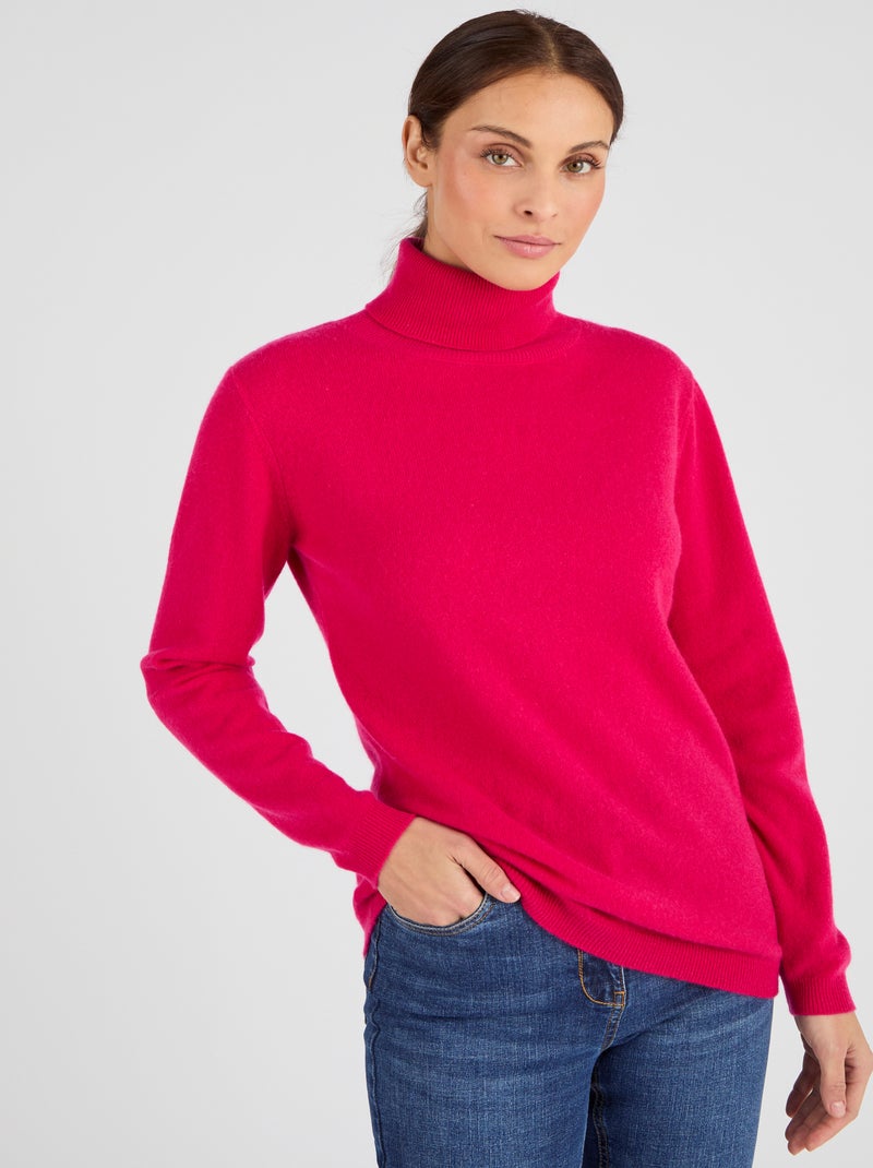 Pull col roulé en pur cachemire - Damart Rose - Kiabi