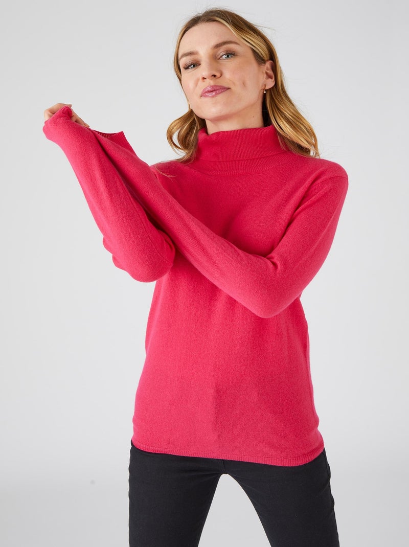 Pull col roulé en pur cachemire - Damart Rose framboise - Kiabi