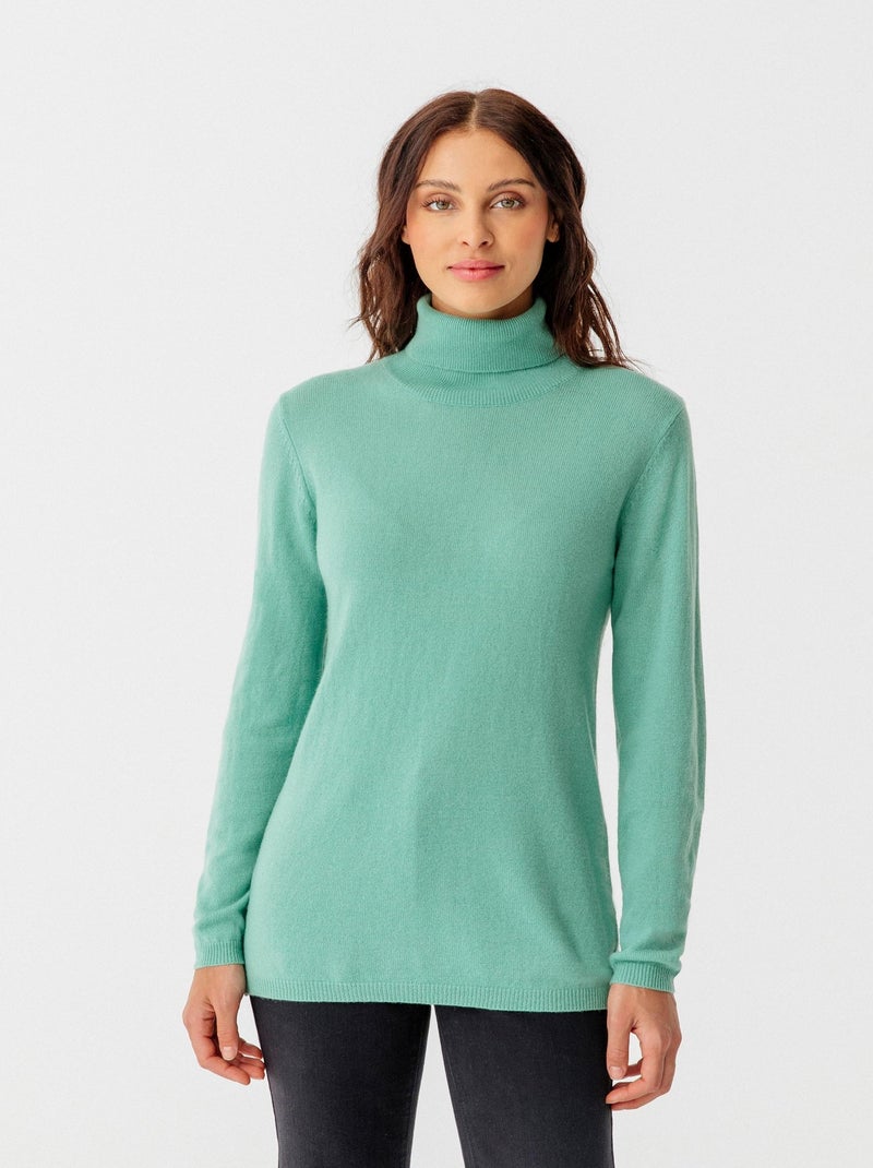 Pull col roulé en pur cachemire - Damart Vert anis - Kiabi