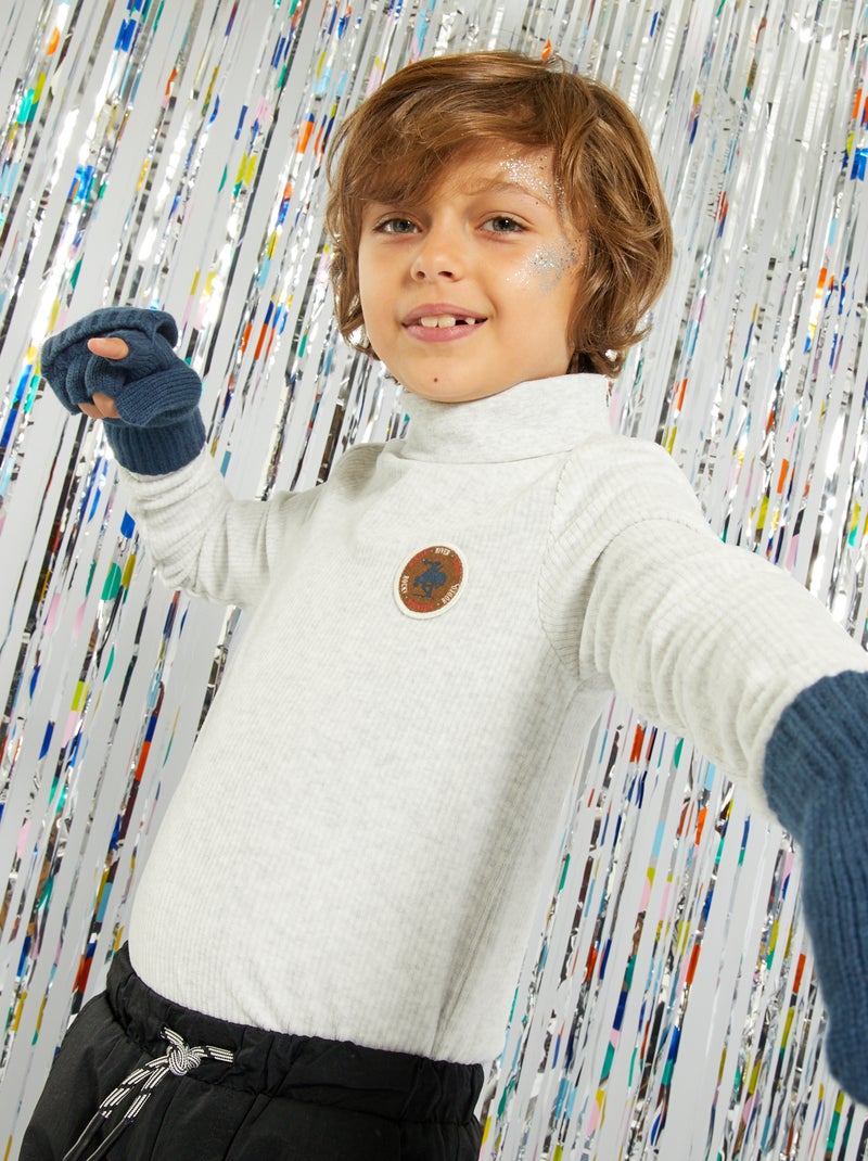 Pull col roulé en velours écru - Kiabi
