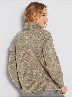 Pull col roulé et maille torsadée - Kiabi