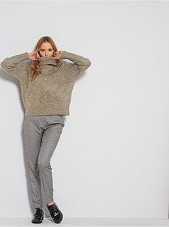 Pull col roulé et maille torsadée - Kiabi