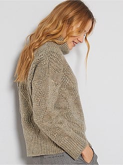 Pull col roulé et maille torsadée - Kiabi