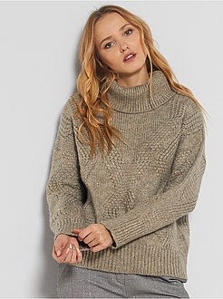 Pull col roulé et maille torsadée - Kiabi