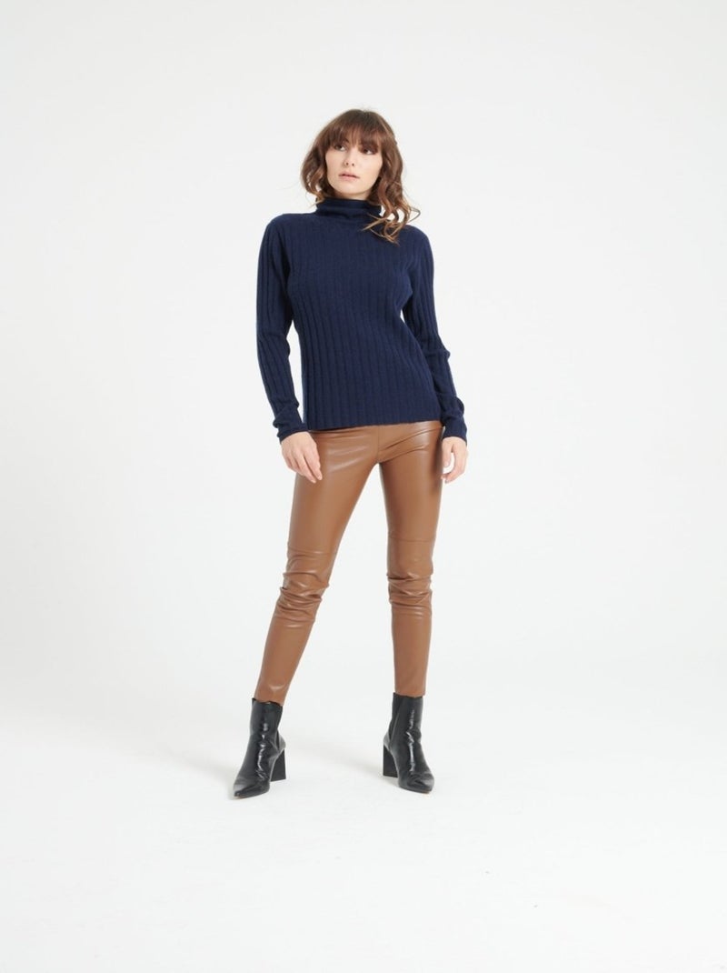Pull col roulé femme 100% cachemire - LILLY 15 Bleu marine - Kiabi