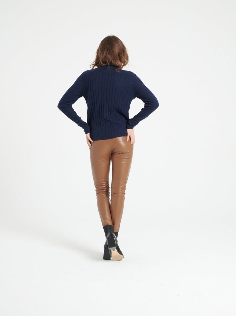 Pull col roulé femme 100% cachemire - LILLY 15 Bleu marine - Kiabi