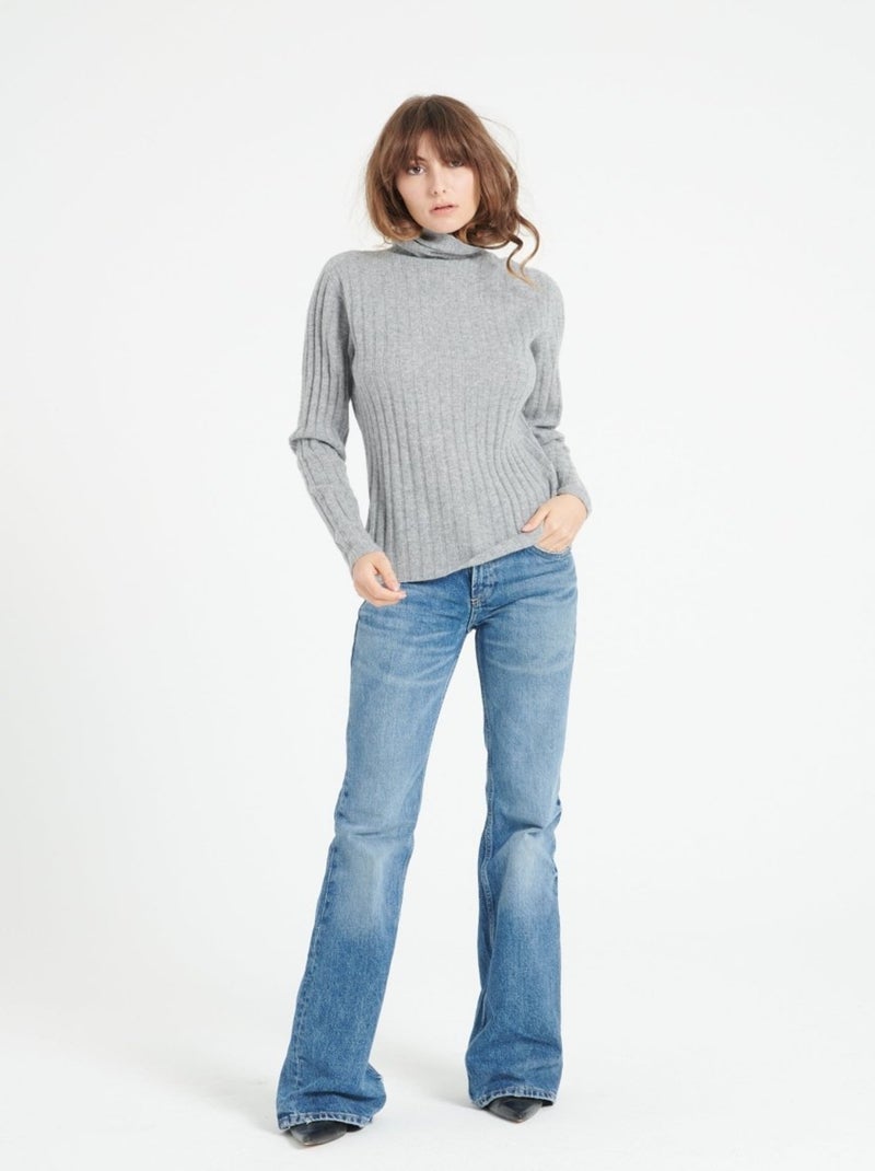 Pull col roulé femme 100% cachemire - LILLY 15 Gris clair - Kiabi