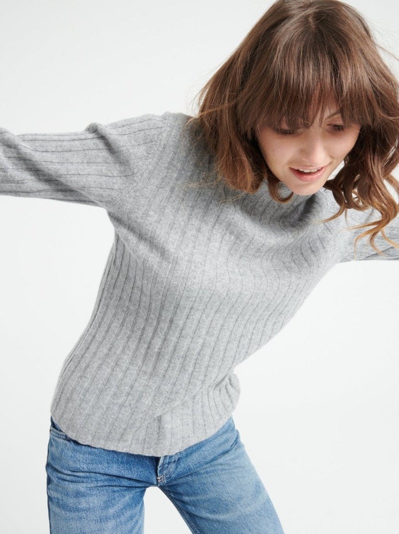 Pull col roulé femme 100% cachemire - LILLY 15 Gris clair - Kiabi