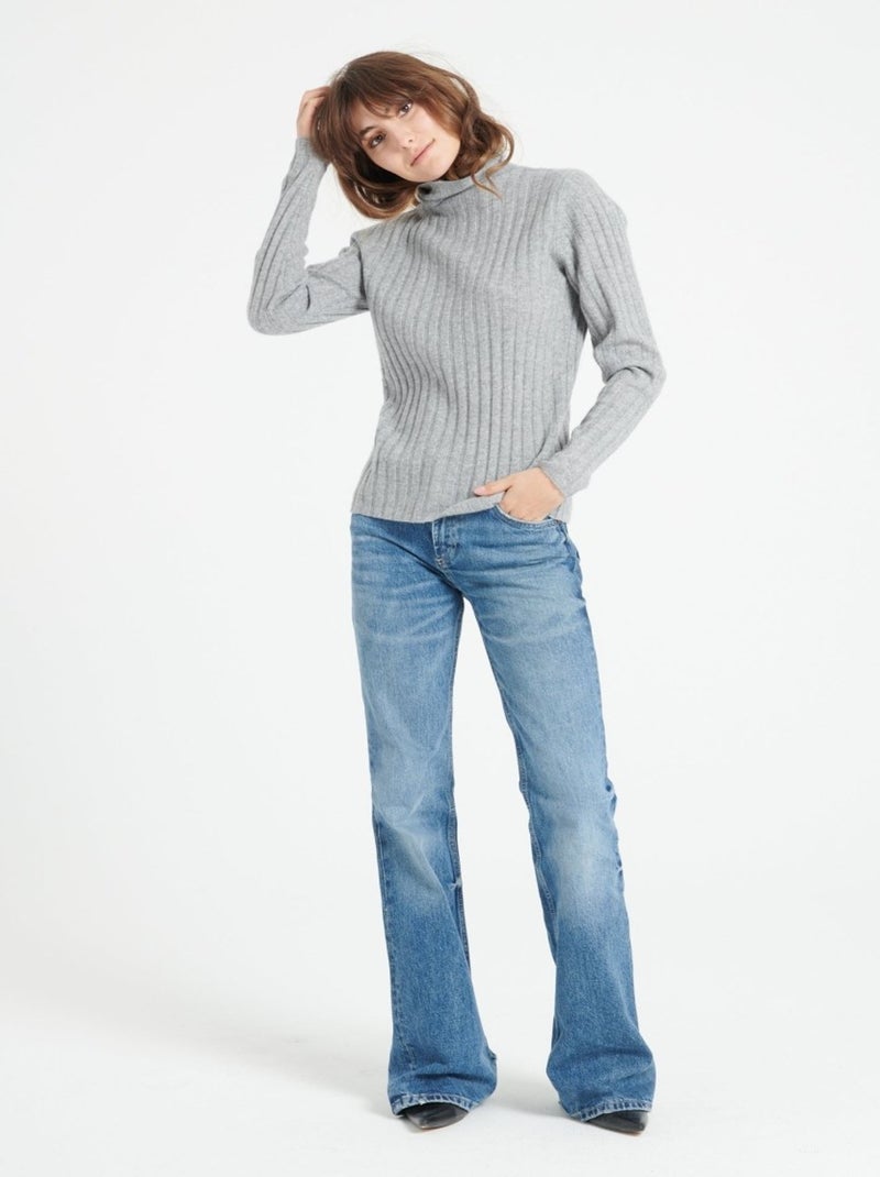Pull col roulé femme 100% cachemire - LILLY 15 Gris clair - Kiabi