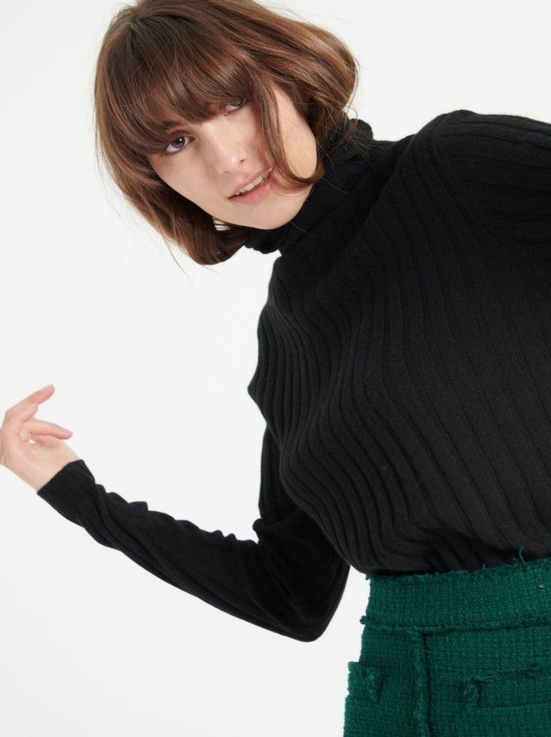 Pull col roulé femme 100% cachemire - LILLY 15 Noir - Kiabi