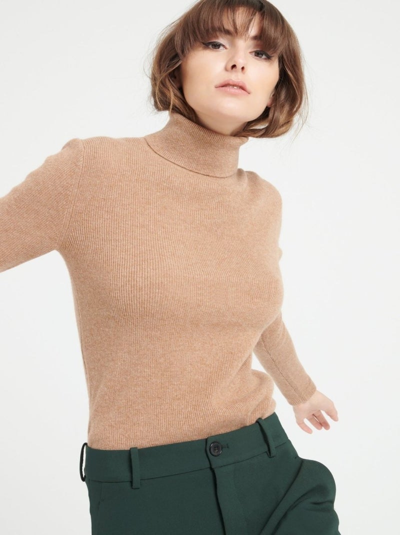 Pull col roulé femme 100% cachemire - LILLY 17 Camel - Kiabi