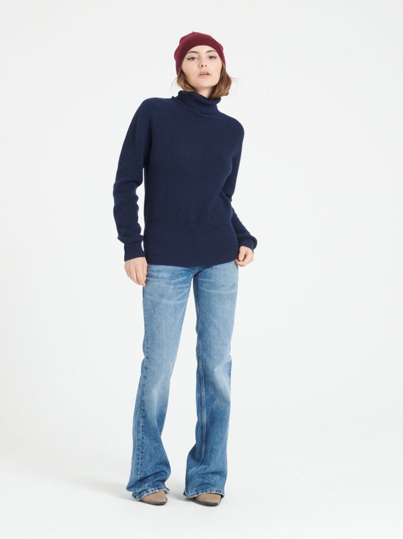 Pull col roulé femme 100% cachemire - LILLY 21 Bleu marine - Kiabi