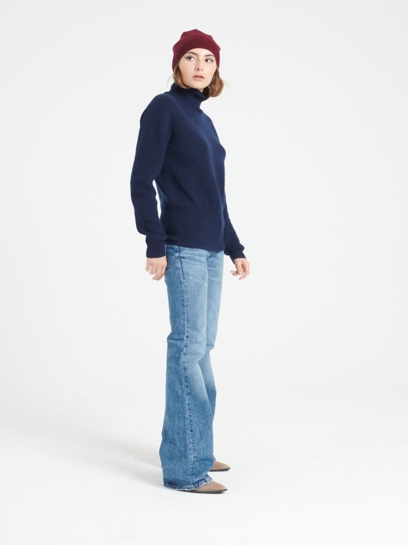 Pull col roulé femme 100% cachemire - LILLY 21 Bleu marine - Kiabi