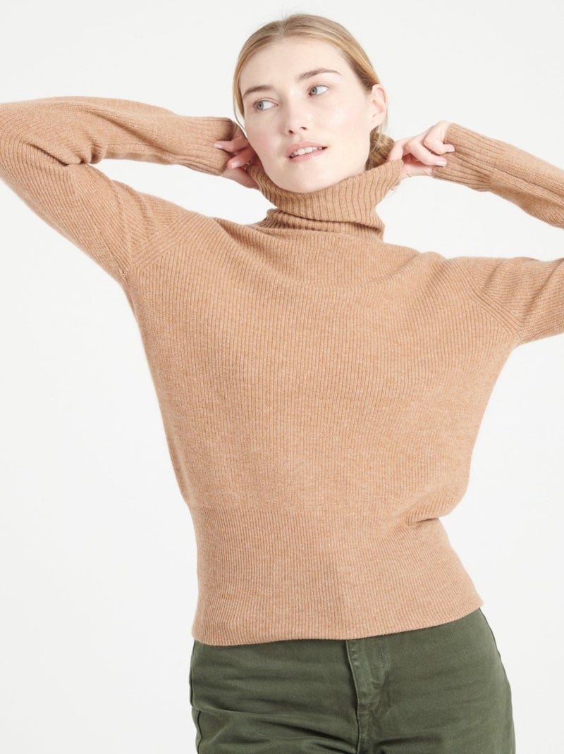 Pull col roulé femme 100% cachemire - LILLY 21 Camel - Kiabi