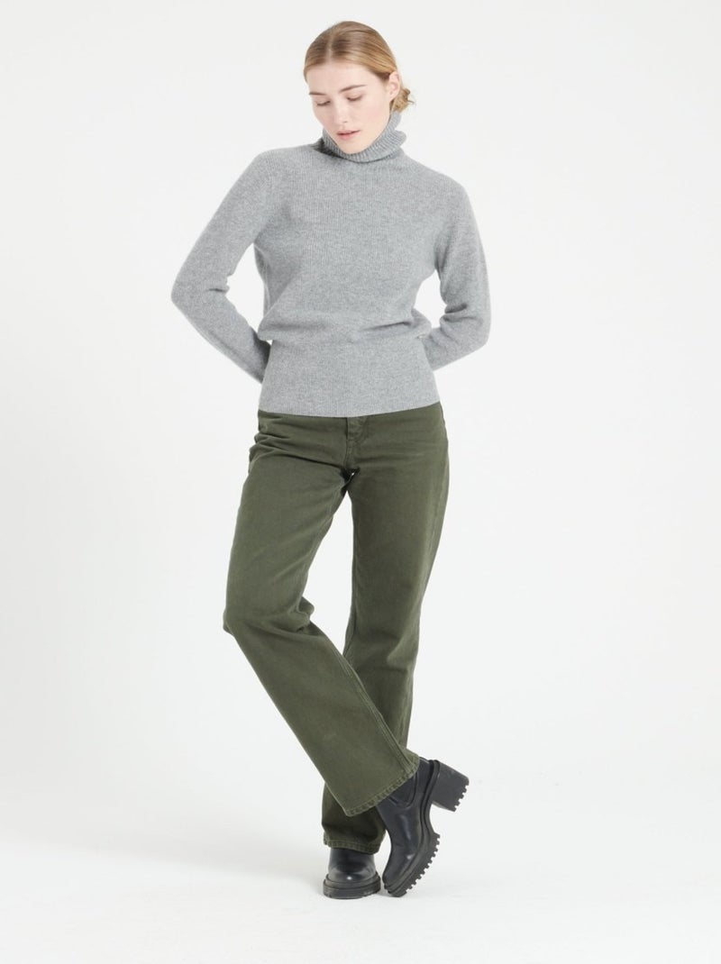 Pull col roulé femme 100% cachemire - LILLY 21 Gris clair - Kiabi