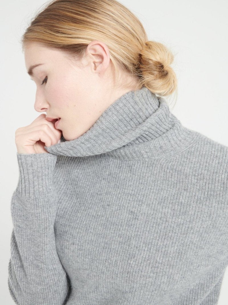 Pull col roulé femme 100% cachemire - LILLY 21 Gris clair - Kiabi