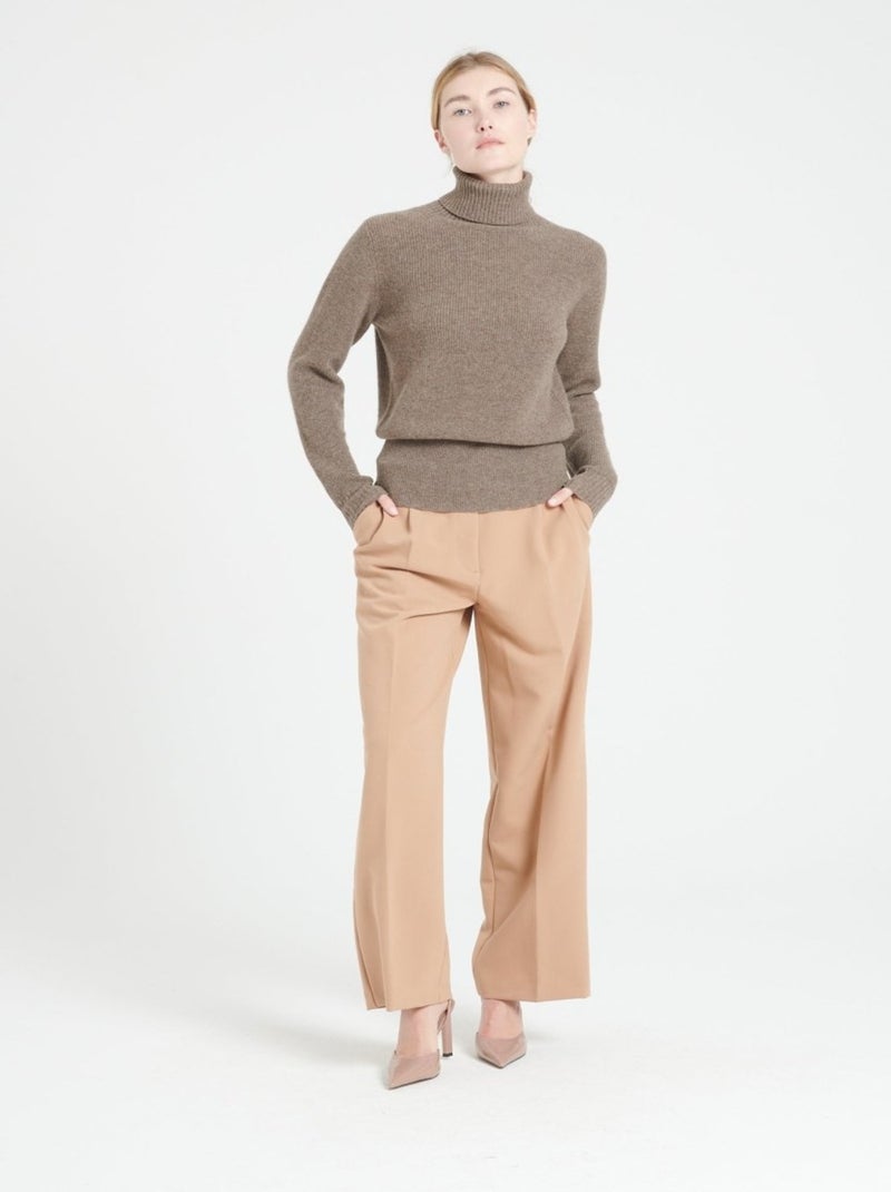 Pull col roulé femme 100% cachemire - LILLY 21 Taupe - Kiabi