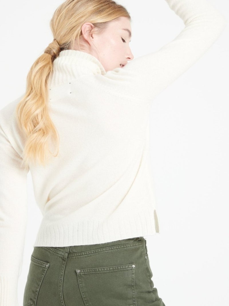 Pull col roulé femme 100% cachemire - LILLY 22 Blanc Ecru - Kiabi