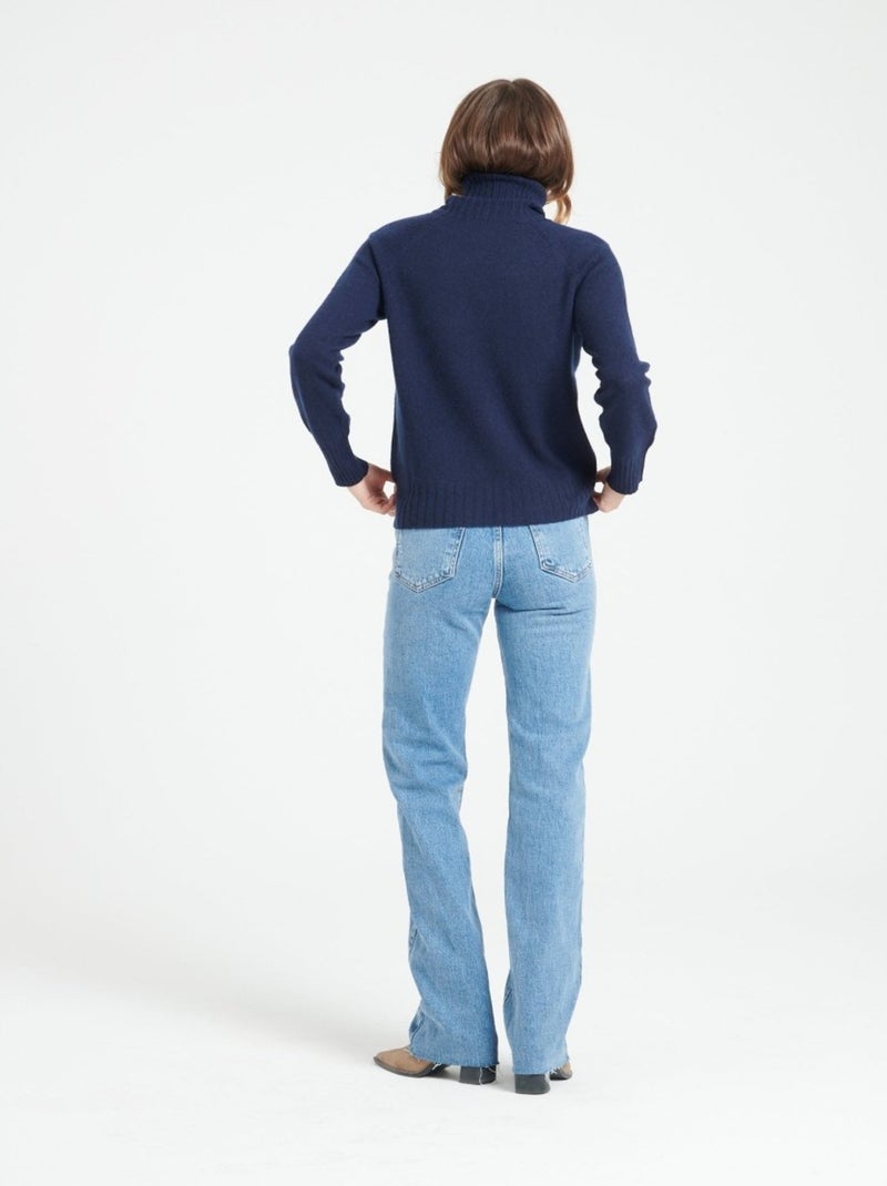 Pull col roulé femme 100% cachemire - LILLY 22 Bleu marine - Kiabi