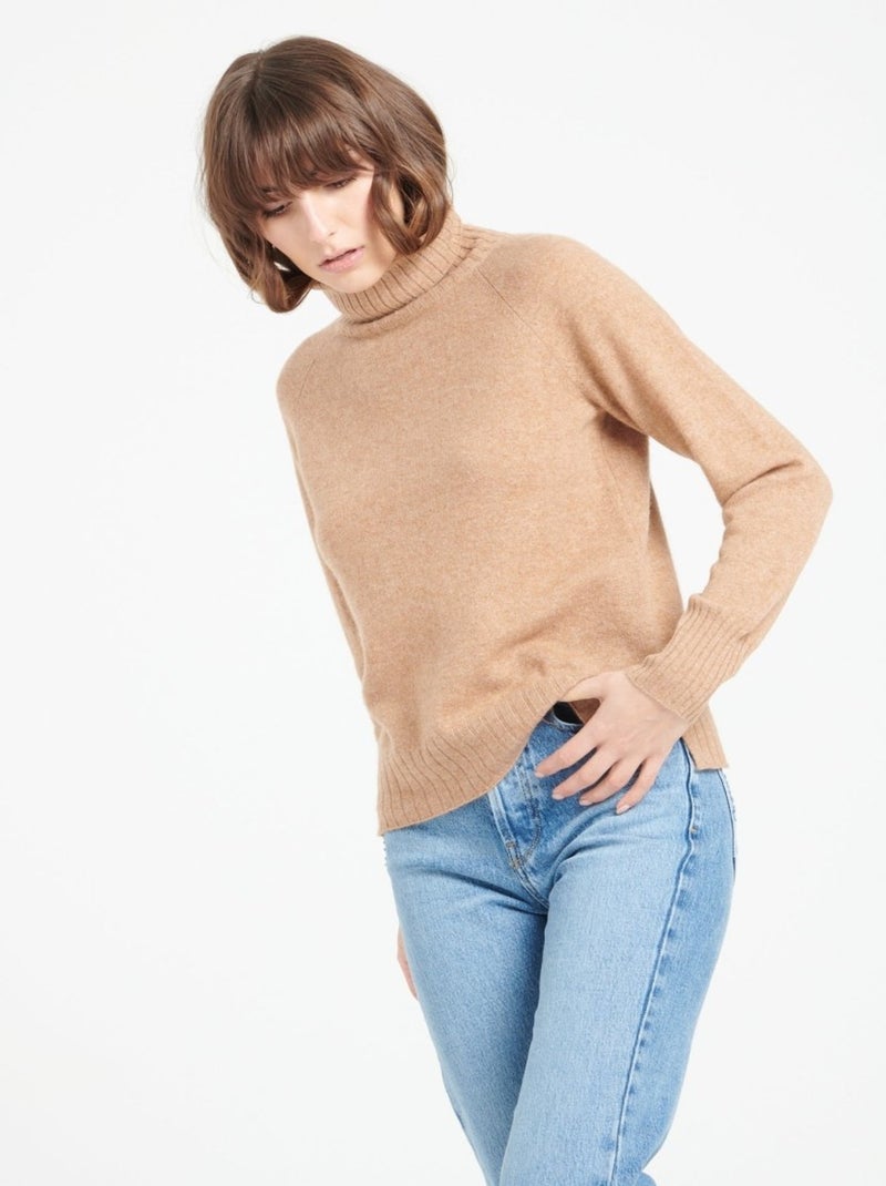 Pull col roulé femme 100% cachemire - LILLY 22 Camel - Kiabi