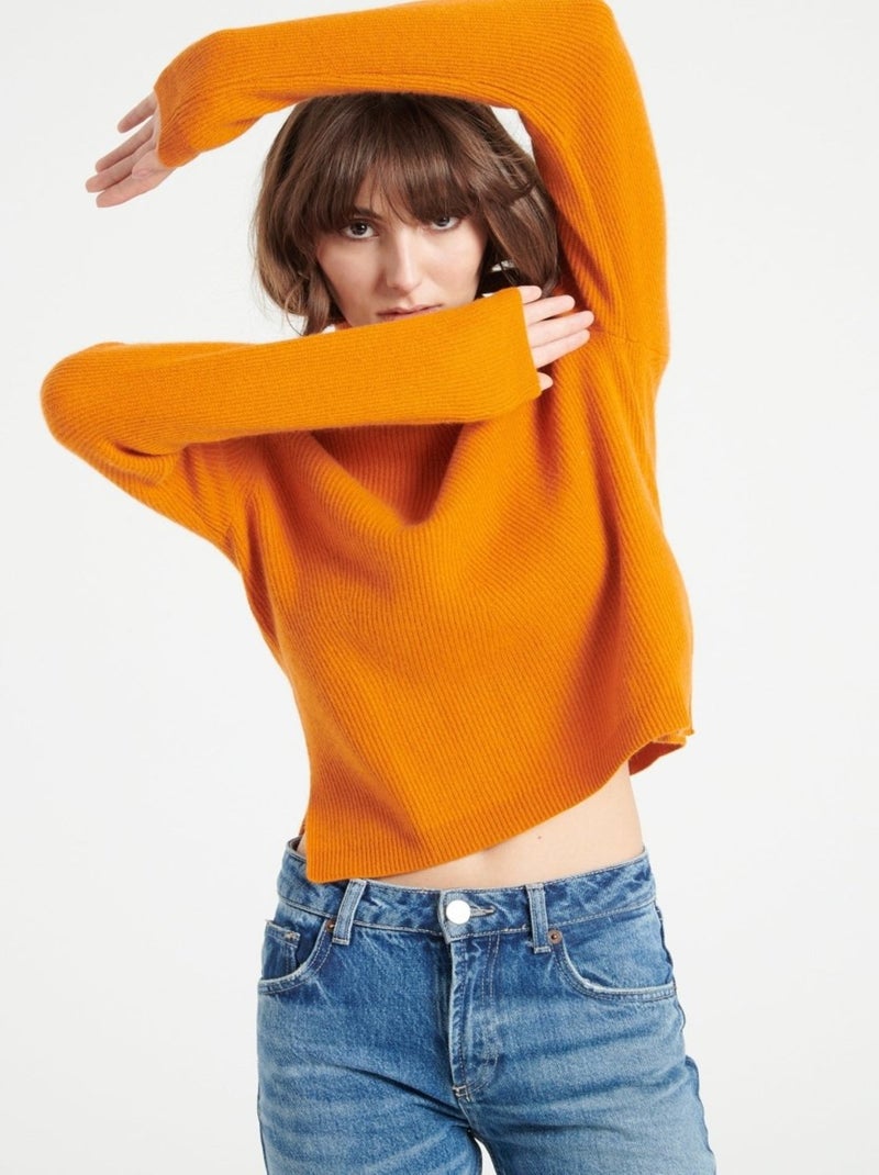 Pull col roulé femme 100% cachemire - LILLY 26 Orange - Kiabi