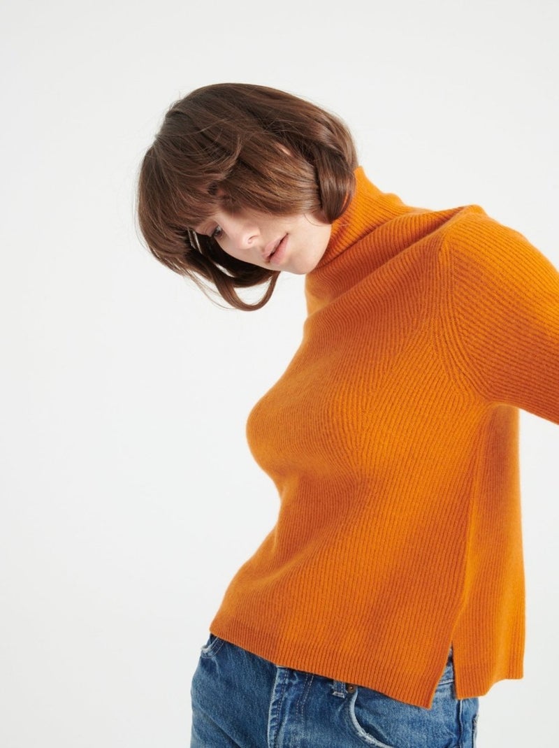 Pull col roulé femme 100% cachemire - LILLY 26 Orange - Kiabi