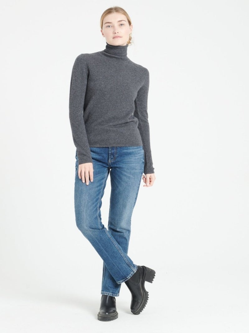 Pull col roulé femme 100% cachemire - LILLY 3 gris anthracite - Kiabi