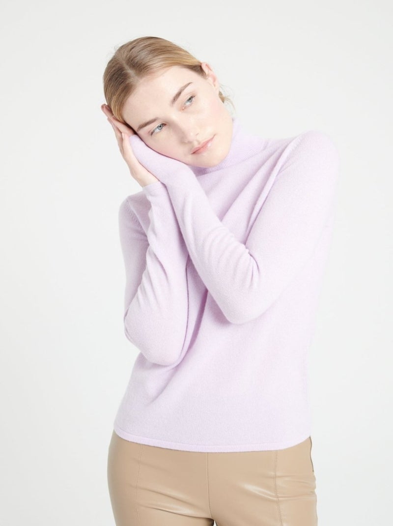 Pull col roulé femme 100% cachemire - LILLY 3 Mauve lilas - Kiabi
