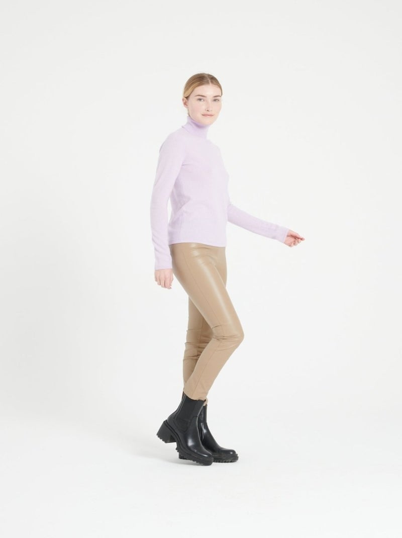 Pull col roulé femme 100% cachemire - LILLY 3 Mauve lilas - Kiabi